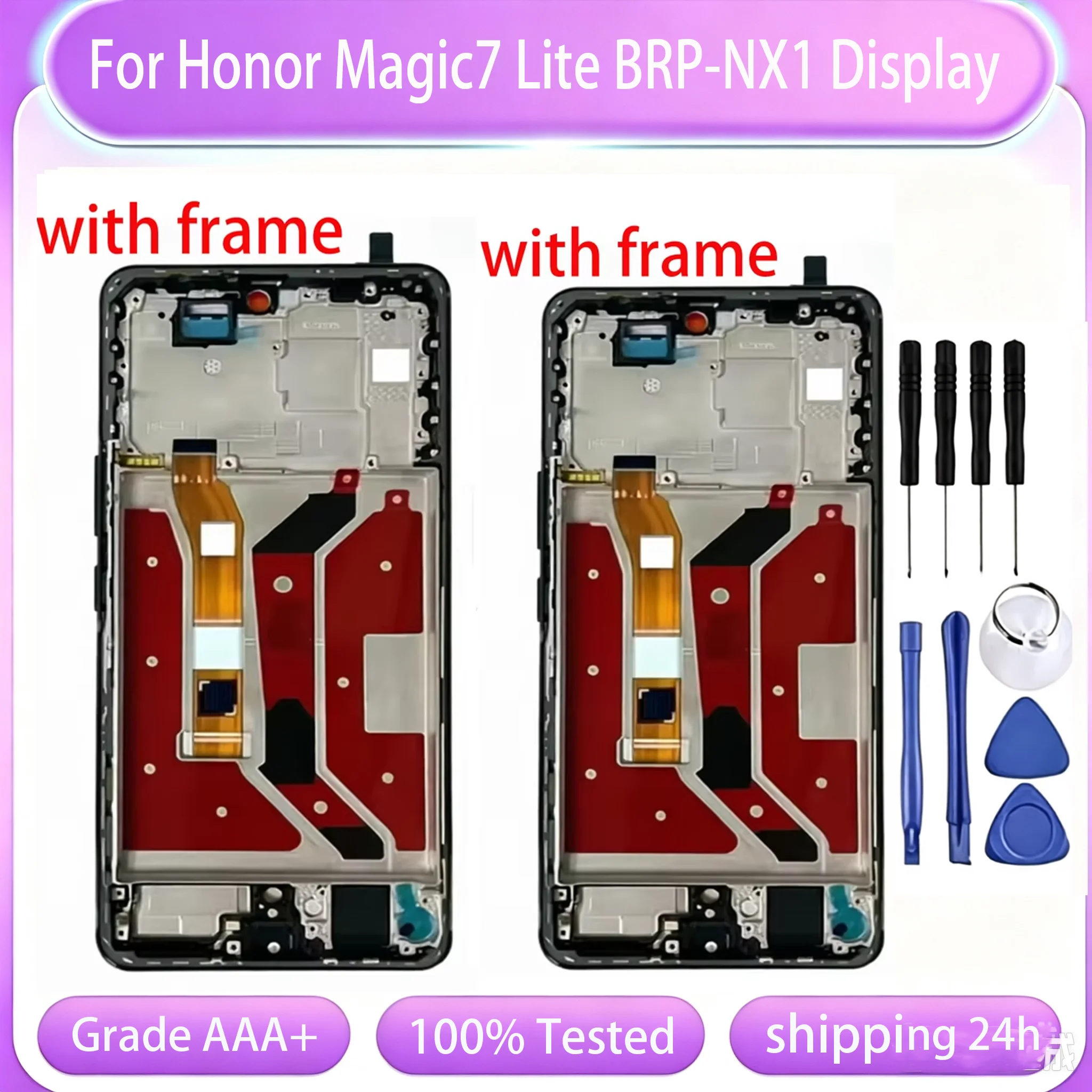 6.78'' LCD For Honor Magic7 Lite BRP-NX1 Display Screen Touch Digitizer AMOLED For Huawei Honor X9c X60 Pro LCD With Frame