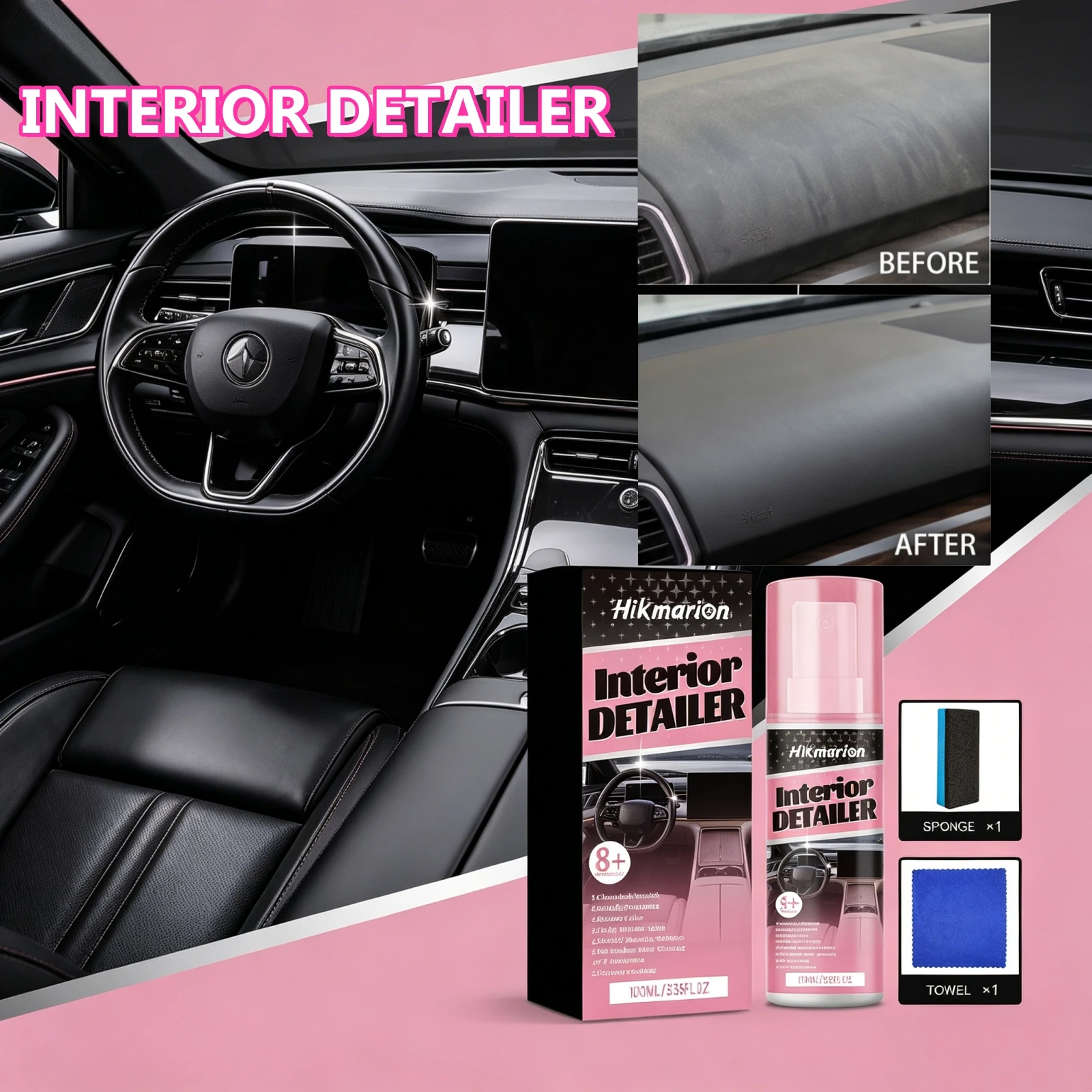Car Interior Restoration Care Spray Set Dashboard Refurbish Restore Color Delay Aging Auto Leather Plastic Restorer Liquid Kit