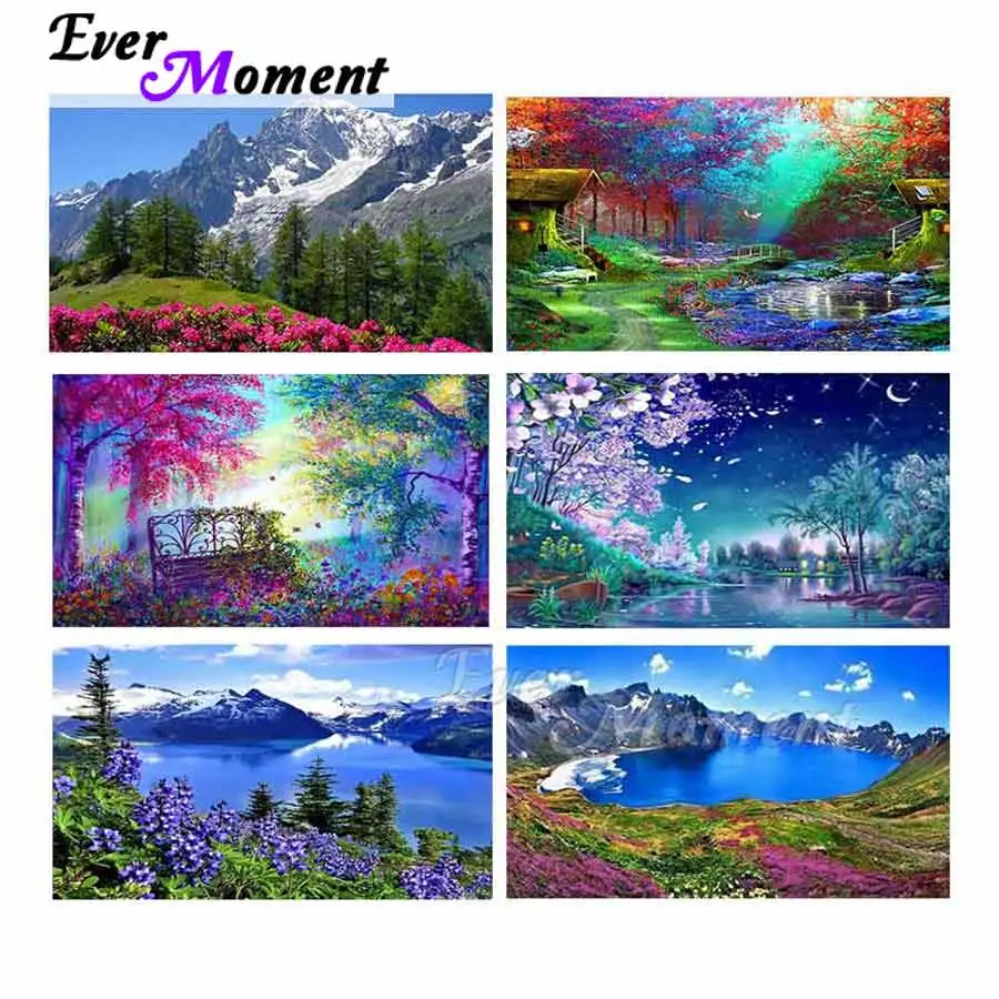 

Алмазная картина Ever Moment, река, горный пейзаж, смола, полная квадратная вышивка, мозаика, дрель, украшение ручной работы S2F2543