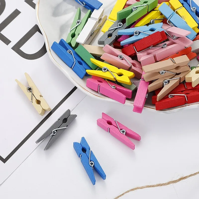 50/100pcs Mini Wood Clips Love Spring colorful Wood Clips for DTY Clothespin Craft Decor snack Clip Photo Clips Pegs