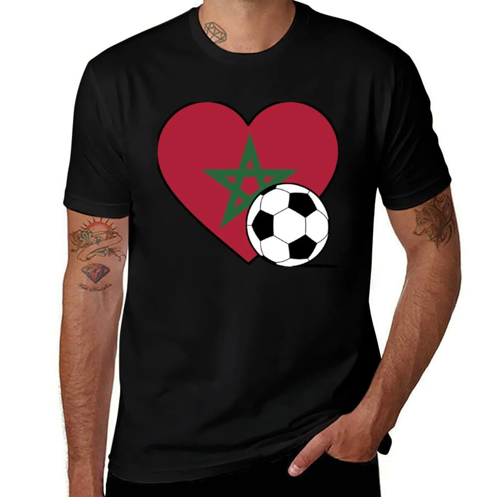 

tees man men for man casual graphic man Soccer cotton T-Shirt for t shirts 100 percent Morocco t t Heart for shirt shirts