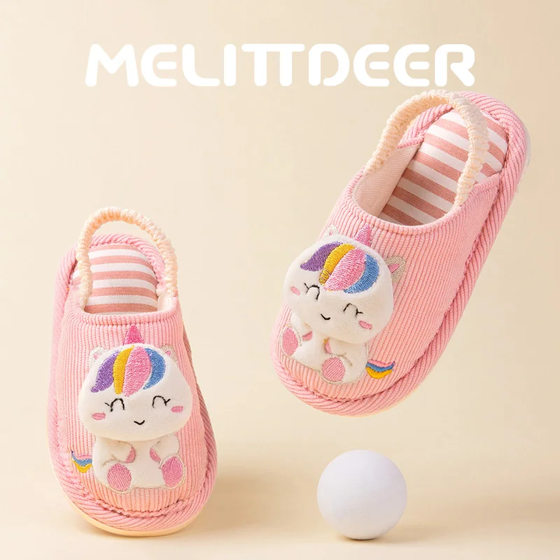 

MELITTDEER Обувь для девочек, Осенние тапочки, Зимние домашние тапочки для малышей, Домашняя обувь для детей от 1 до 5 лет, мягкая и удобная