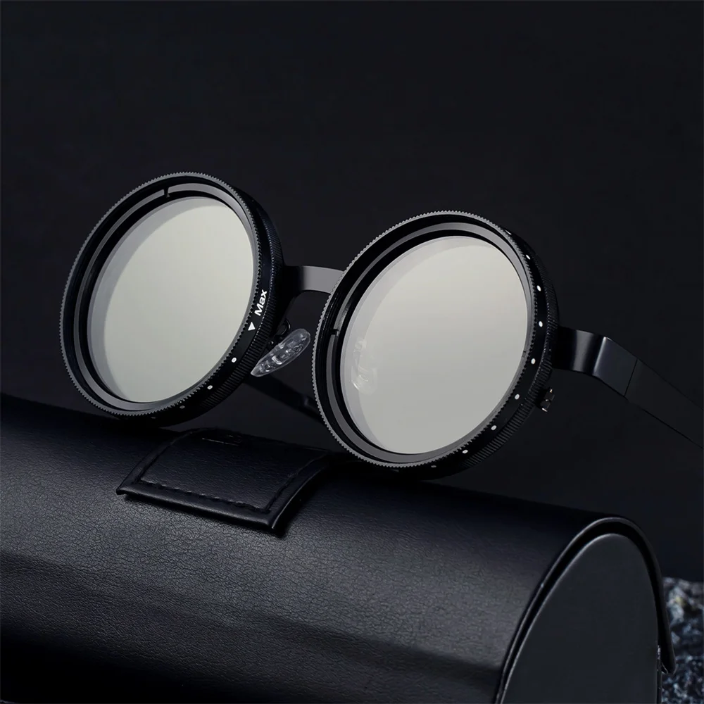 

Vintage Sunglasses Dimming Sunglasses Uv Eyewear Polarized Round Frame Sunglasses For Fishing Sports Everyday Use
