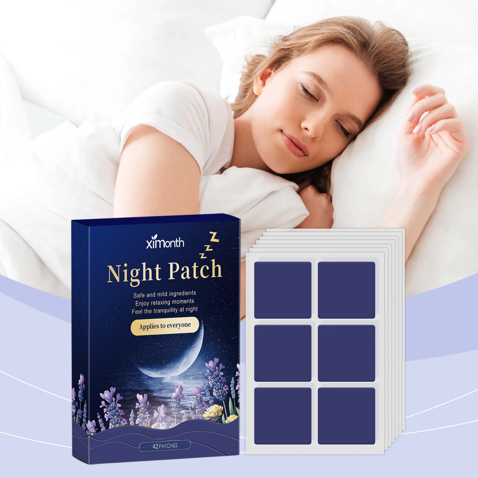 4pcs/set Ximonth Lavender Sleep Patch Pamper The Sleeping Atmosphere At Night With A Gentle And Fragrant Sleep Body Care Patch