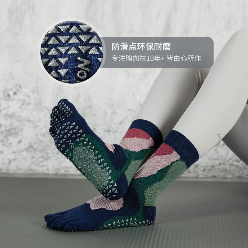 Chaussettes à cinq doigts ensacées pour femmes, en coton, absorbant la sueur, respirantes, antidérapantes, pour sports d'intérieur, tube central