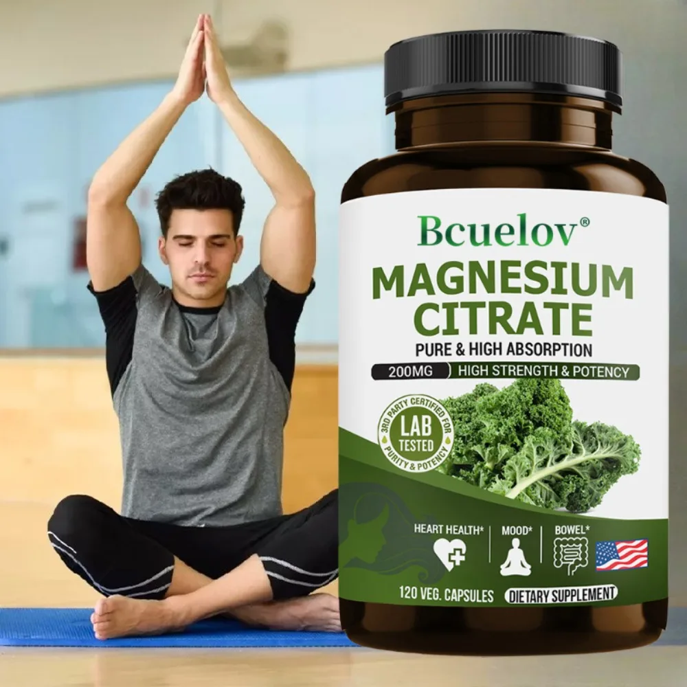 

High Absorption Magnesium Citrate - Support Muscle Function, Healthy Bone, Cardiovascular Health, 120 Capsules