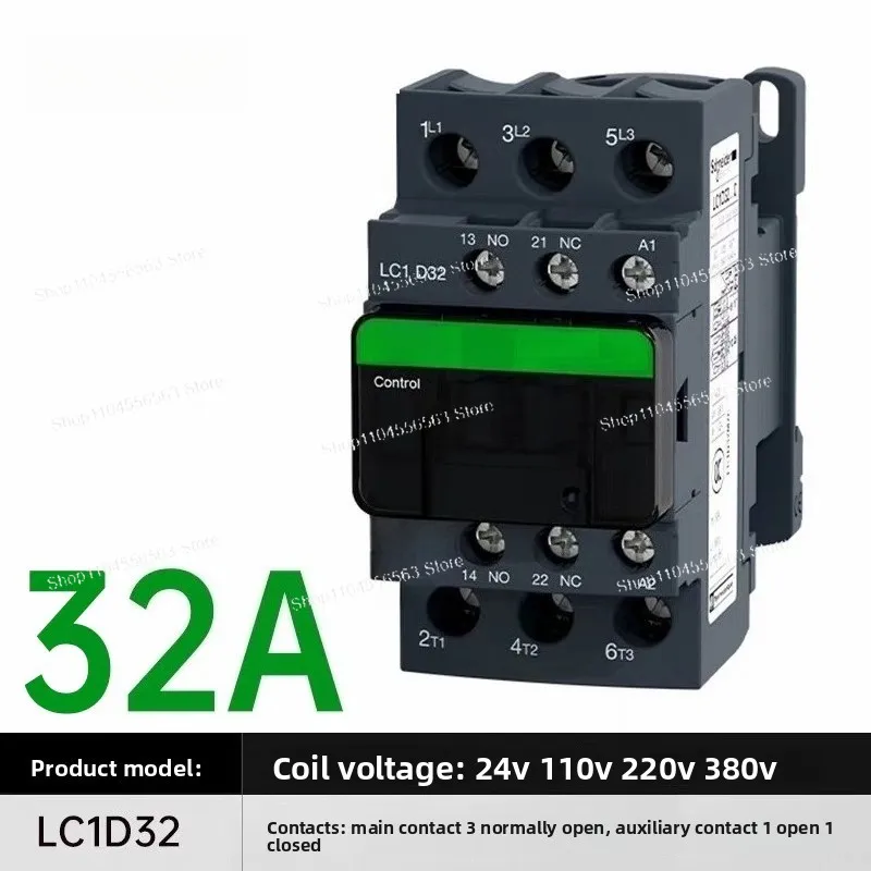 LC1D32EHE Deca Green IEC Contactor, 32A 3-Phase 3NO, 48/130VAC/VDC Coil, 20HP at 480VAC, 100kA SCCR