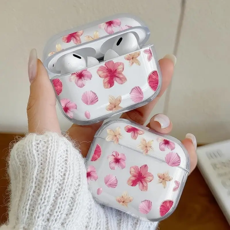 

Pink Floral Flower Earphone Case for Airpods 4th 3rd 2 Pro 3 2 Soft Cover for Airpod 2 3 1 Protective Accessorie Shell Fundas