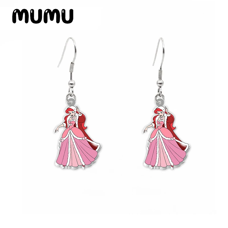 2024 New Little Mermaid Dangle Earring Ariel Acrylic Earrings Handmade Jewelry Epoxy Resin Fish Hook Earring