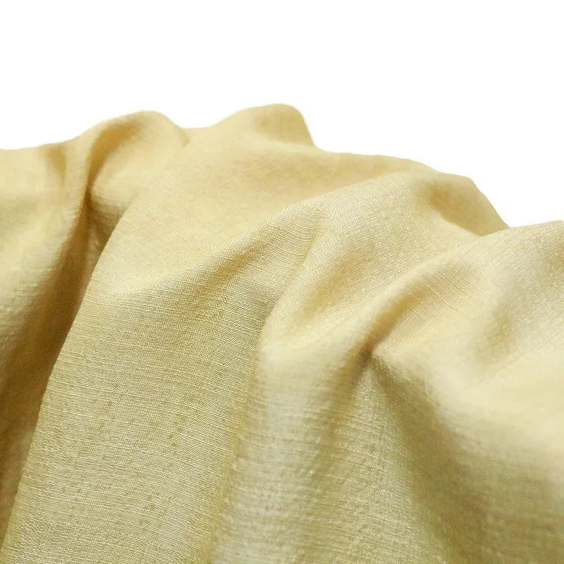 This is a natural tussah silk fabric with dirty dyeing technique and stir-fried color designed by national trend designer