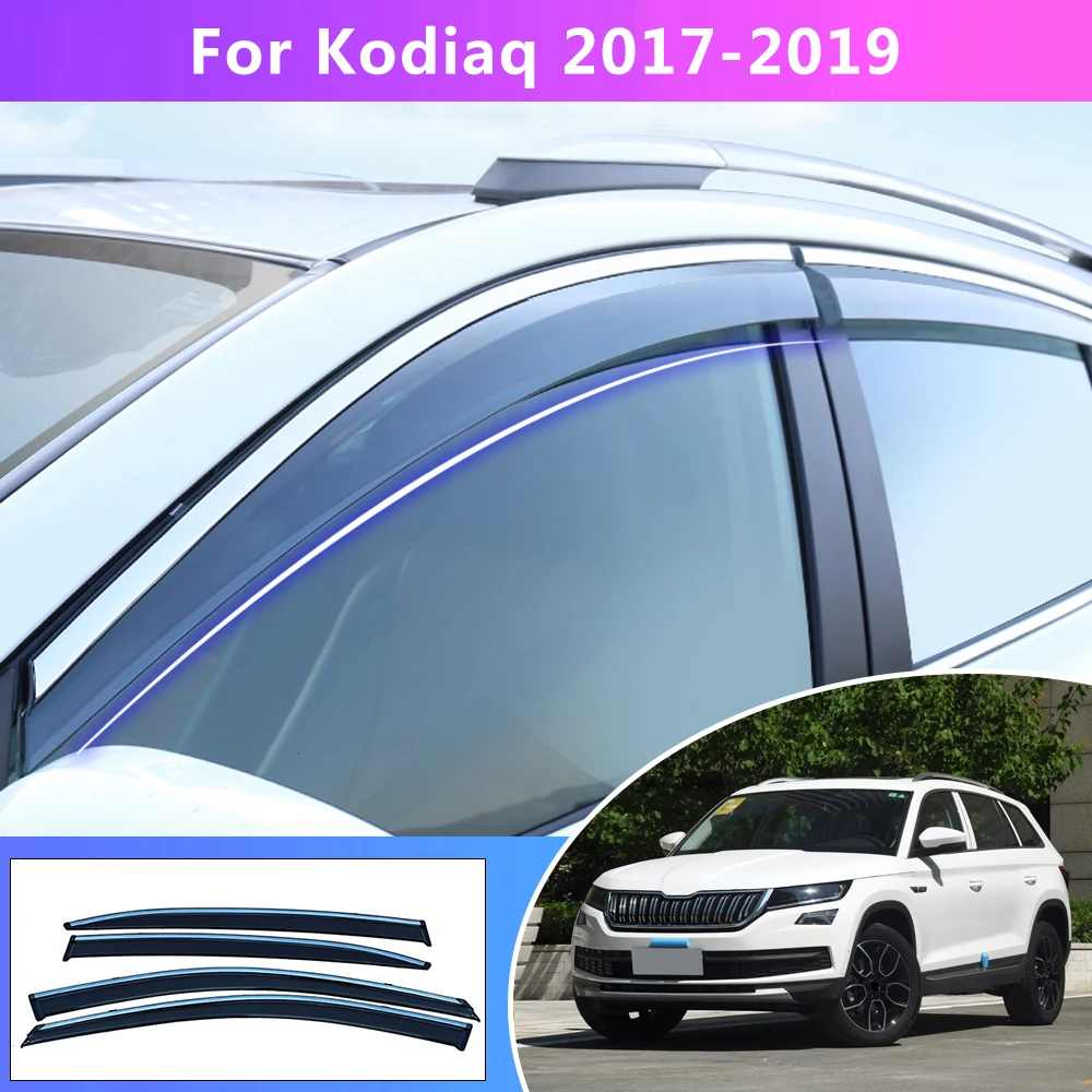 

Для Skoda KODIAQ SUV 2017 2018 2019, ветрозащитный щиток, дефлектор, автомобильный Стайлинг, автоаксессуары, навесы, солнцезащитный козырек от дождя
