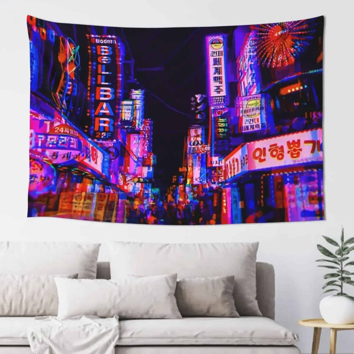 

Acid Trip Night Tokyo Tapestry Funny Home Supplies Bedroom Decoration Tapestry