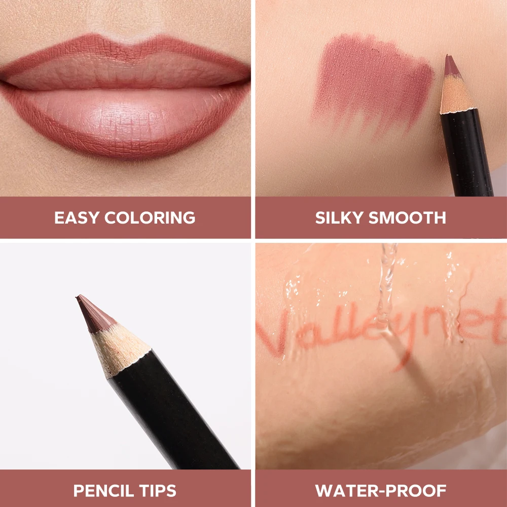 4 ชิ้น/เซ็ตชุดลิปไลเนอร์และชุดอายไลเนอร์นู้ดบราวน์คอลเลกชันลิปสติกเนื้อแมทกันน้ำติดทนนานชุดผู้หญิงลิปเครื่องสำอาง
