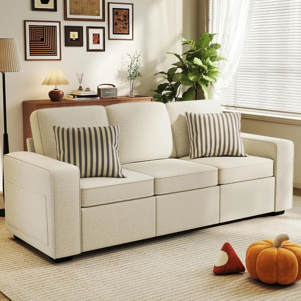 

80" Modern 3-Seater Soft Chenille Deep Seat Comfy Lounge Sofa for Living Room