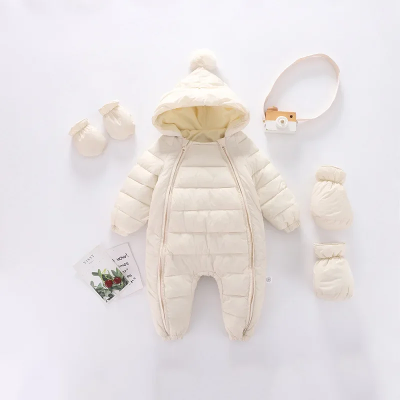 Newborn Rompers Winter New Baby Thickened Velvet Warm Rompers Baby Jumpsuit Outerwear Hooded Fahsion Rompers