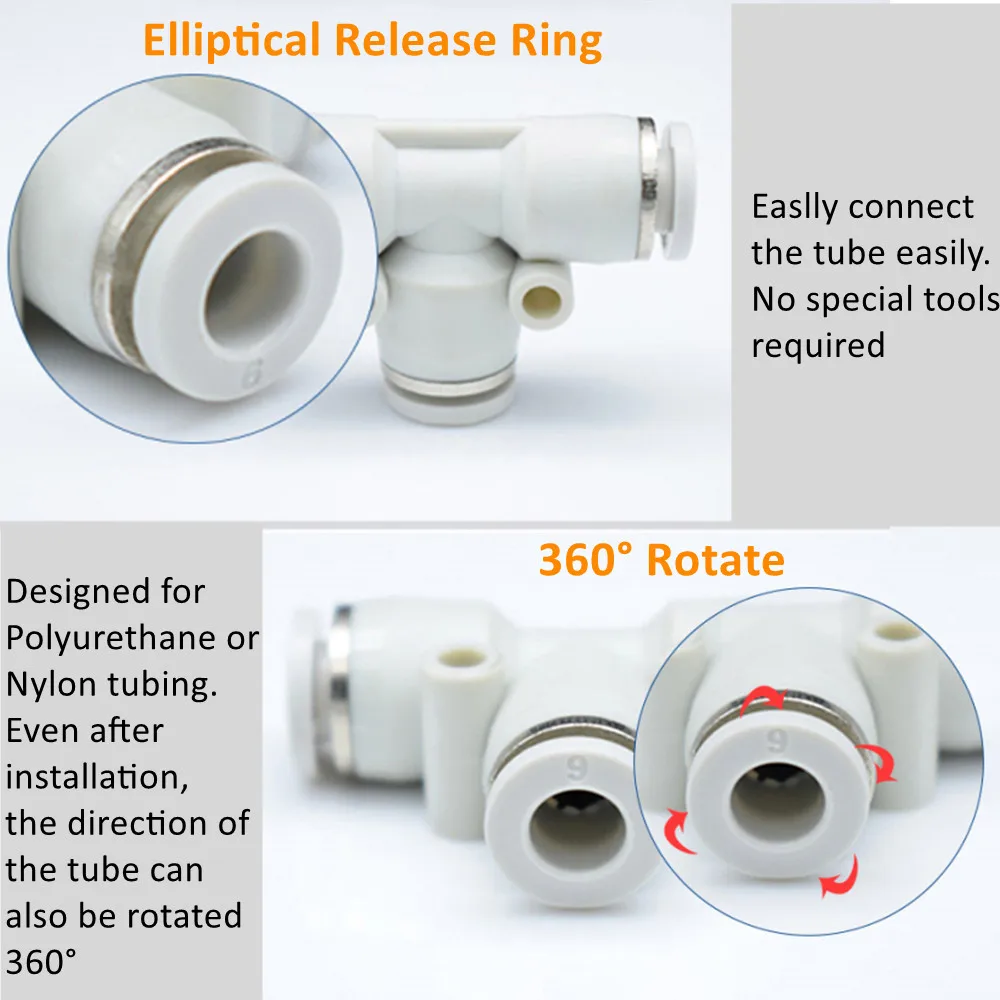 Conector de tubo neumático blanco de alta calidad, manguera de empuje de tubería de agua de 4/6/8/10/12/14/16mm PU PY PK PE PV SA PZA PLM SA-B