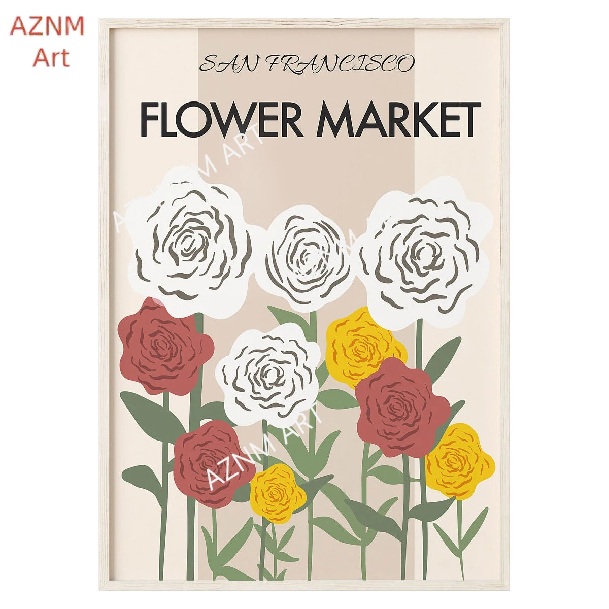 Flower Poster Canvas Painting Abstract Art Flower Market Print Nordic Style Wall Art Picture for Living Room Home Decoration