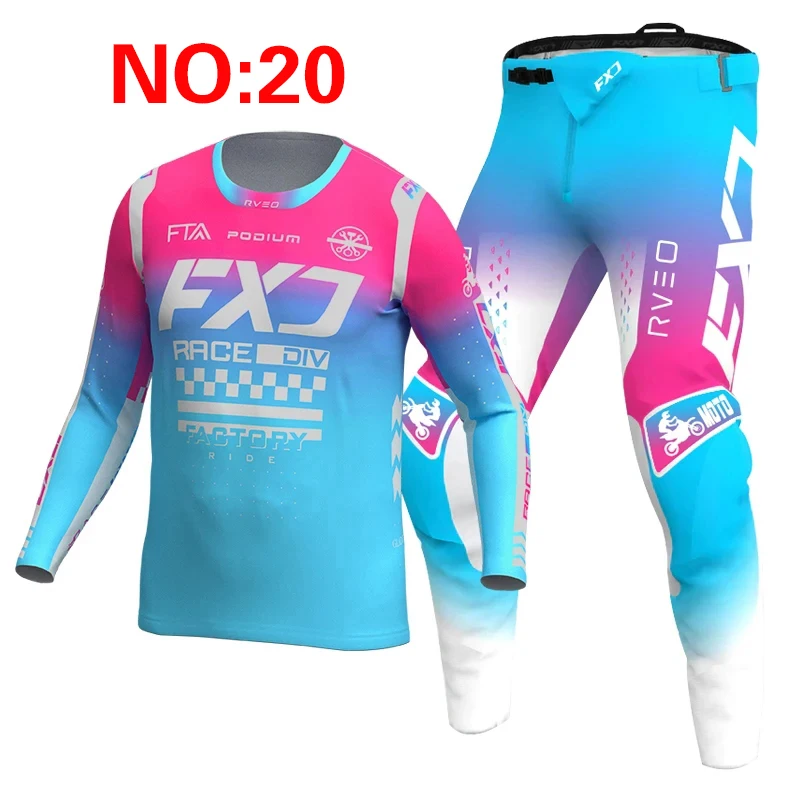 NOUVEAU 2025 FXJ rose enduro motocross ensemble d'équipement mx jersey pantalon vert moto vêtements vtt carracing costume équipement tout-terrain