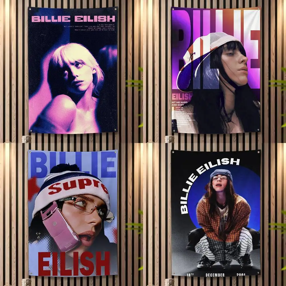 Cool B-Billie Singer E-Eilish-S Funny Flags for Bedrooms Home Decor Items Outdoor Decors Garage Decoration Flaga