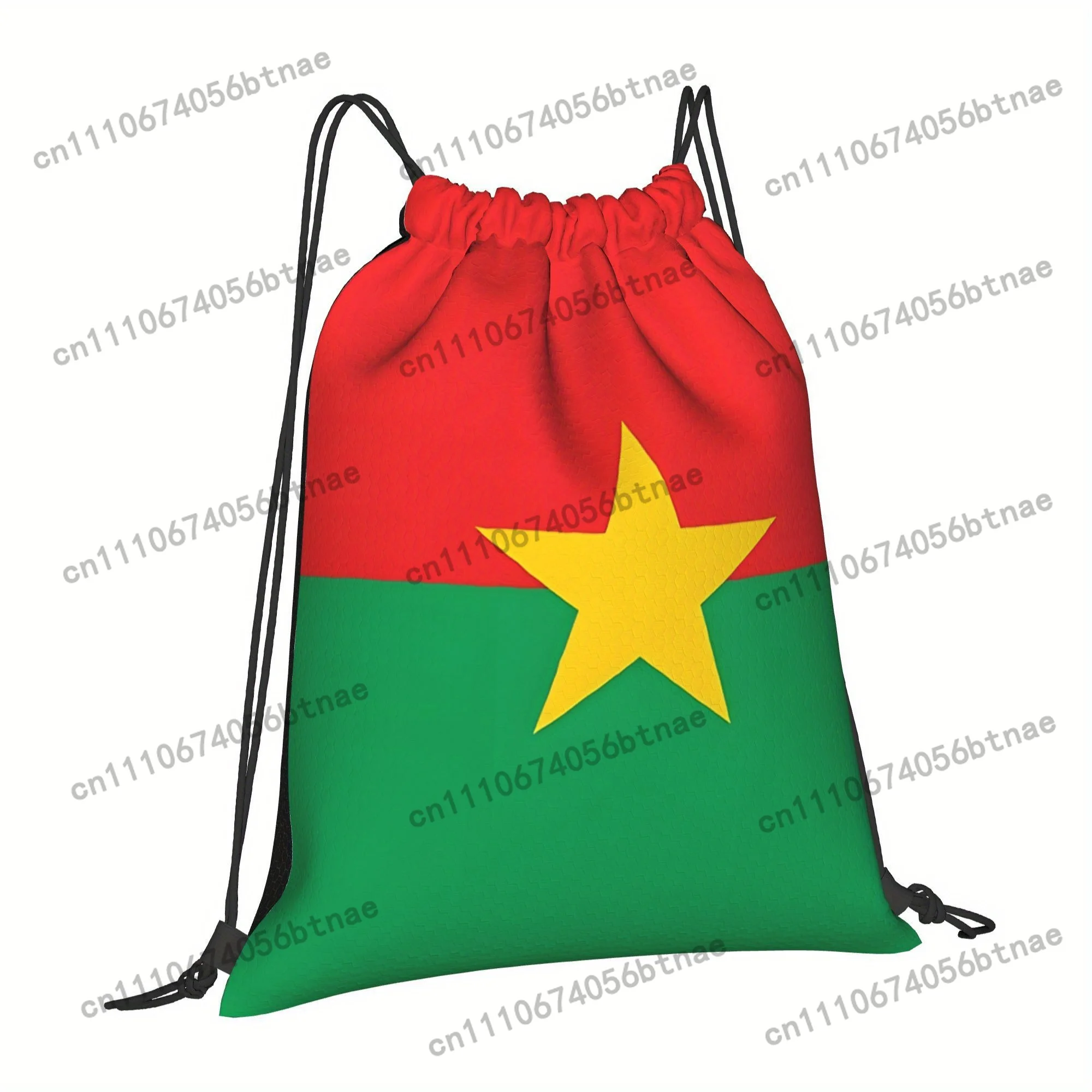Burkina Faso Flag Drawstring Backpack - Durable Cartoon Patterned Design, Soft Shell Lightweight & Spacious for Hiking, Gym, Tra