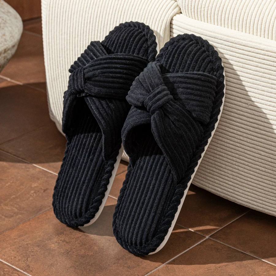 봄과 가을 여성 실내 슬리퍼 패션 귀여운 리본 부드러운 밑창 편안한 통기성 캐주얼 홈 슈즈