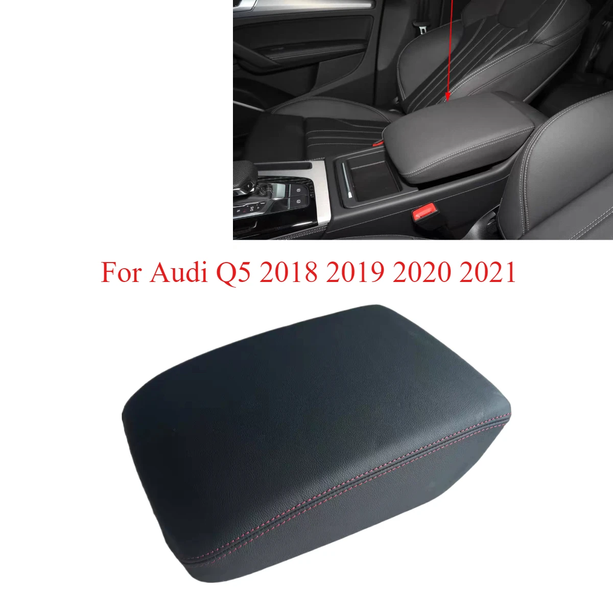 Auto Center Console Armrest Box Cover Leather Lid Seat Protective Pad For Audi Q5 2018 2019 2020 2021