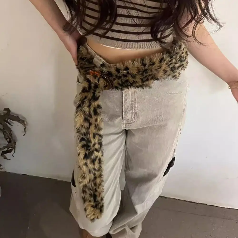 فروي ليوبارد طباعة أفخم حزام الراتنج مشبك Y2K أفخم شرابات زنار Harajuku الجينز ديكور أزياء رقص الجاز الإكسسوار
