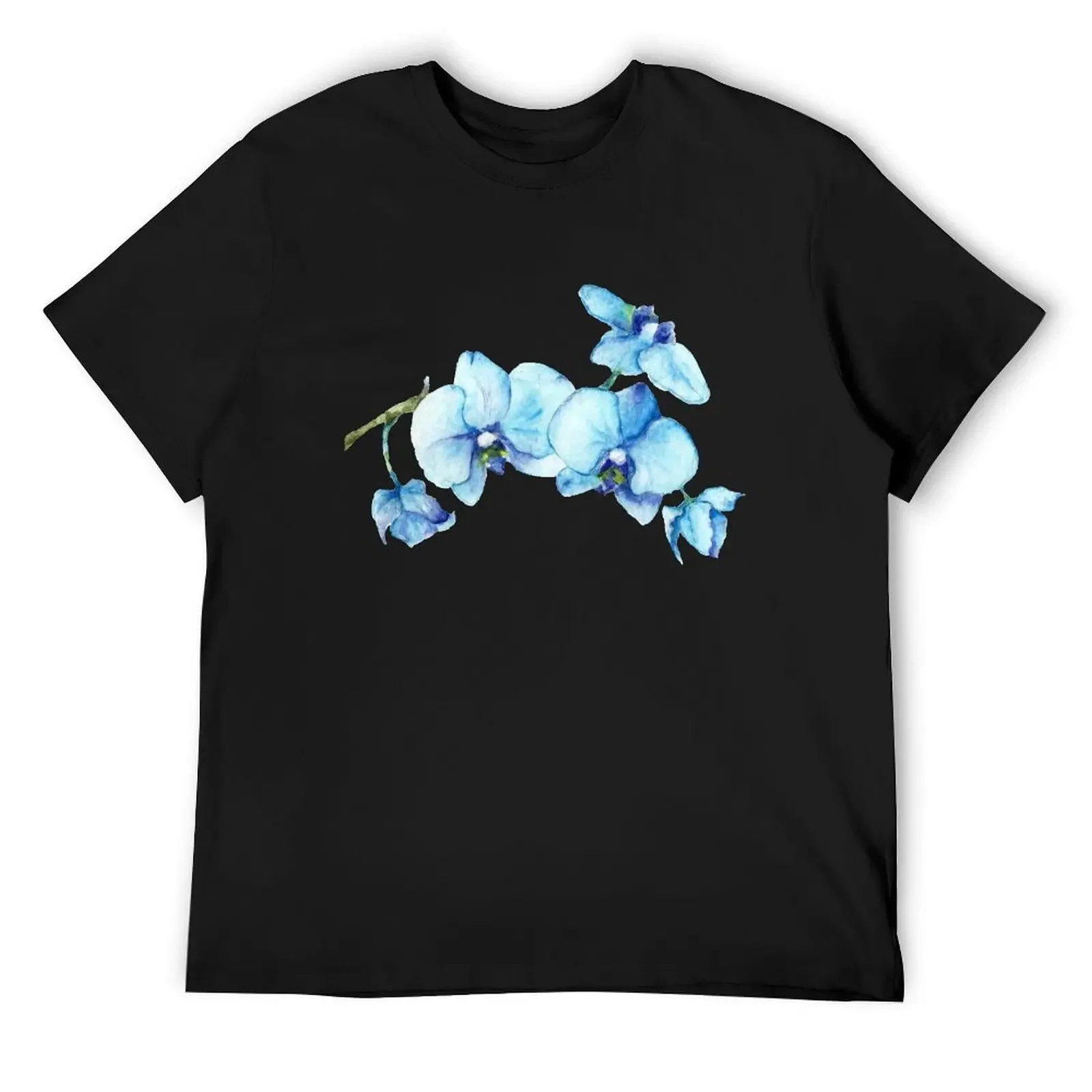 Blue Orchid Botanical Art T-Shirt plain graphic shirts Aesthetic clothing sweat Men's t-shirt