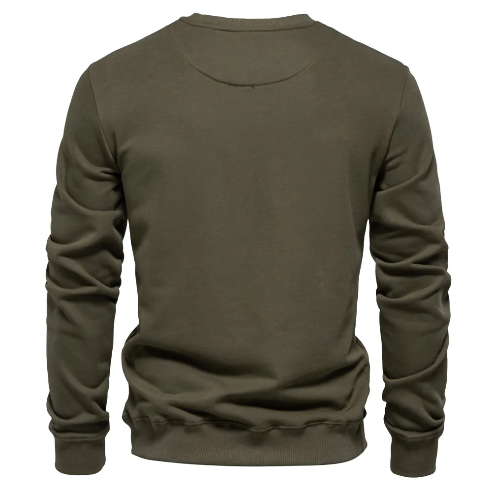 New Autumn O-Neck Pullover Sweatshirt for Men Solid Color Cotton-blend Sweatshirts Fashion Casual Sport Loose Hoodie