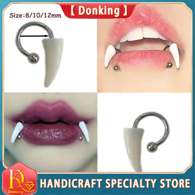 1Pc Customized Stainless Steel Fangs Lip Piercing Labret Lip Ring Goth Cosplay Vampire Teeth For Women Men Body Jewelry Punk