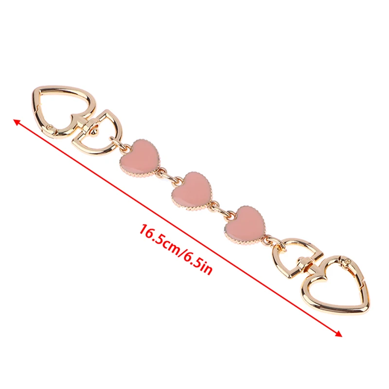 1PC Bag Extension Chain Crossbody Purse Heart-shaped Chain Strap Handbag Hanging Buckle DIY Chain Charm Shoulder Bag Accessories