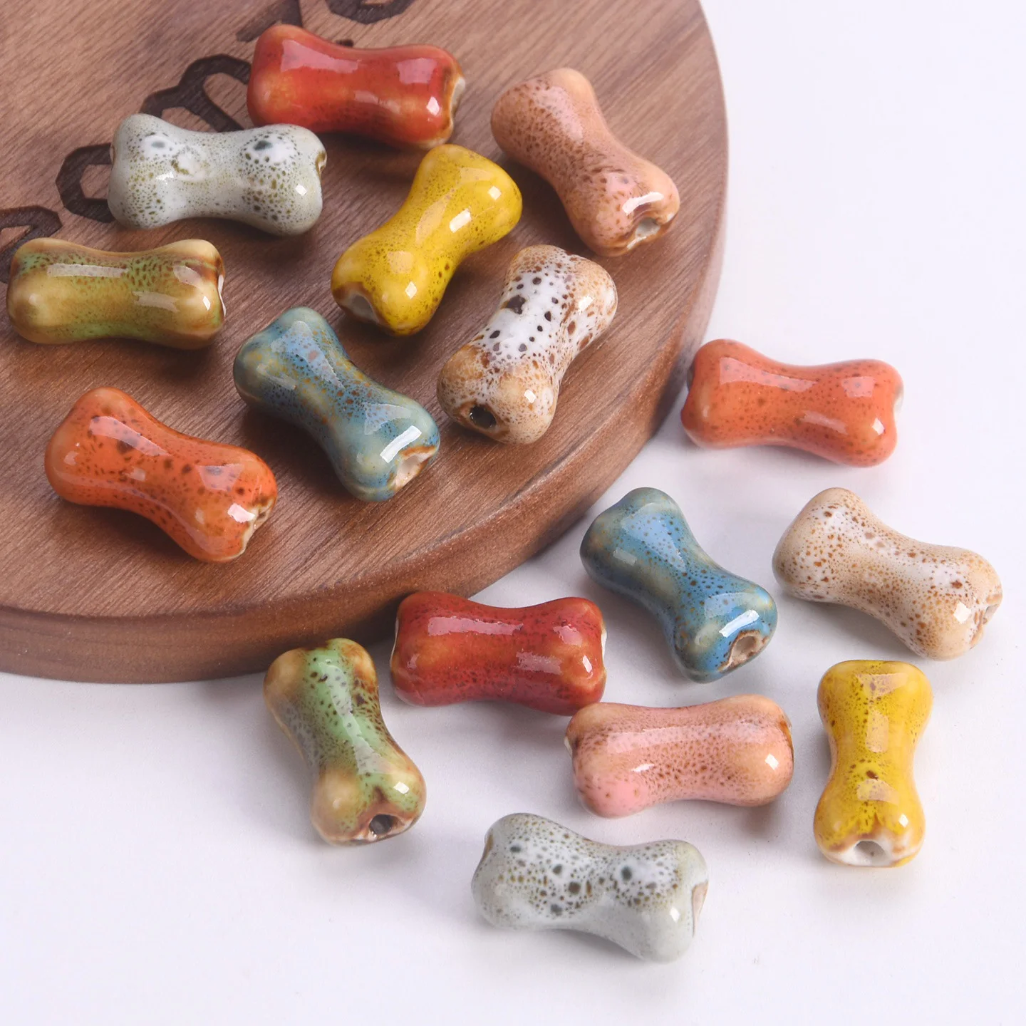 

10 шт. в форме кости 18x10 мм, необычные глазурованные керамические фарфоровые бусины ручной работы, свободные бусины для изготовления ювелирных изделий, поделок своими руками, фурнитура