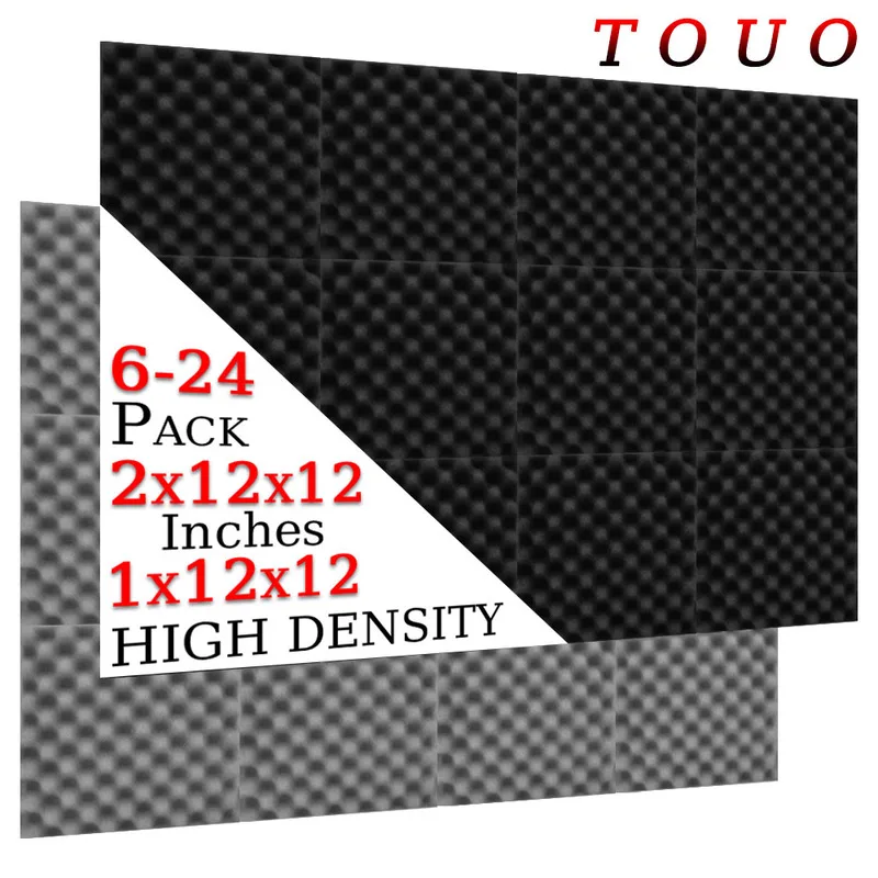 

TOUO Egg Crate Acoustic Foam 6/12/24 Pcs High Density Sound Foams Studio Acoustic Treatment Wall Soundproofing Noise Insulation