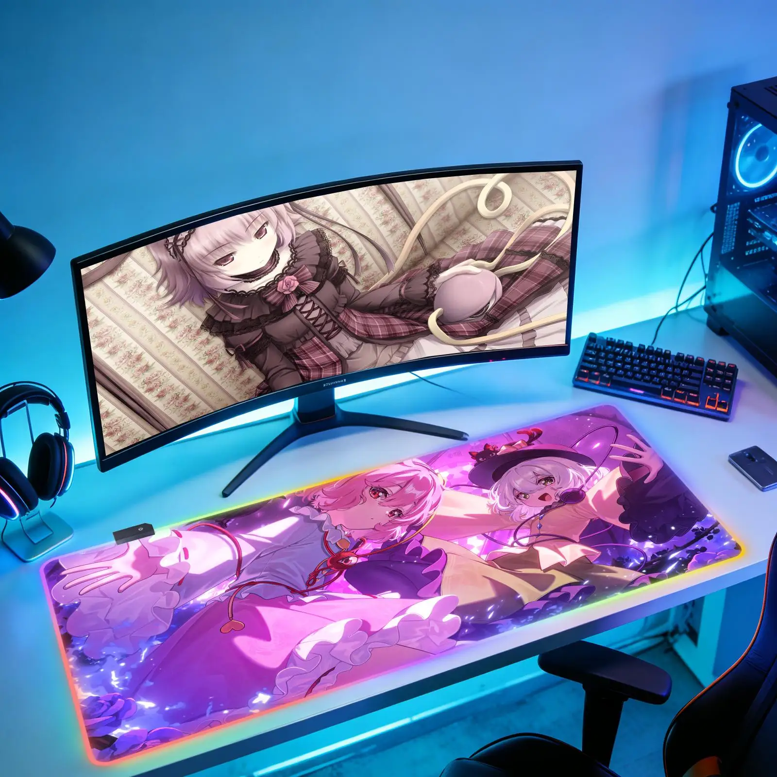 

Коврик для мыши Satori Komeiji New RGB XXL, для дома и офиса, из натурального каучука, противоскользящий, для игр