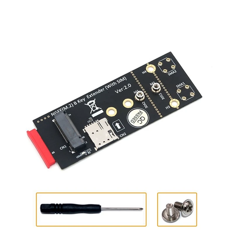 M.2 Key-B Draadloze Module Adapter Met Sim-Kaartsleuf Ondersteuning 5G 4G 3G Lte Gsm Modem Zwart Voor Ngff 3042 3052 M2 B Key Card