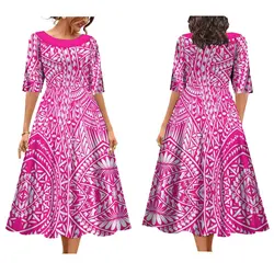 2023 Women's Dress Summer Short Sleeve High Quality Dress Soft Fabric Art Maxi Summer Polynesian Custom Maxi Dress
