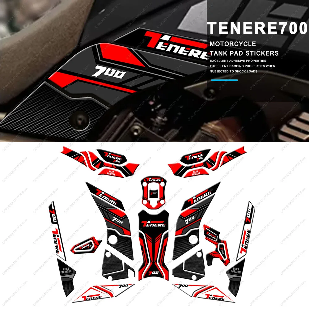 

3D Fender Protection Sticker For TENERE 700 XTZ 700 Motorcycle Accessories Tank Pad Sticker Anti-Scratch Decal Red Set