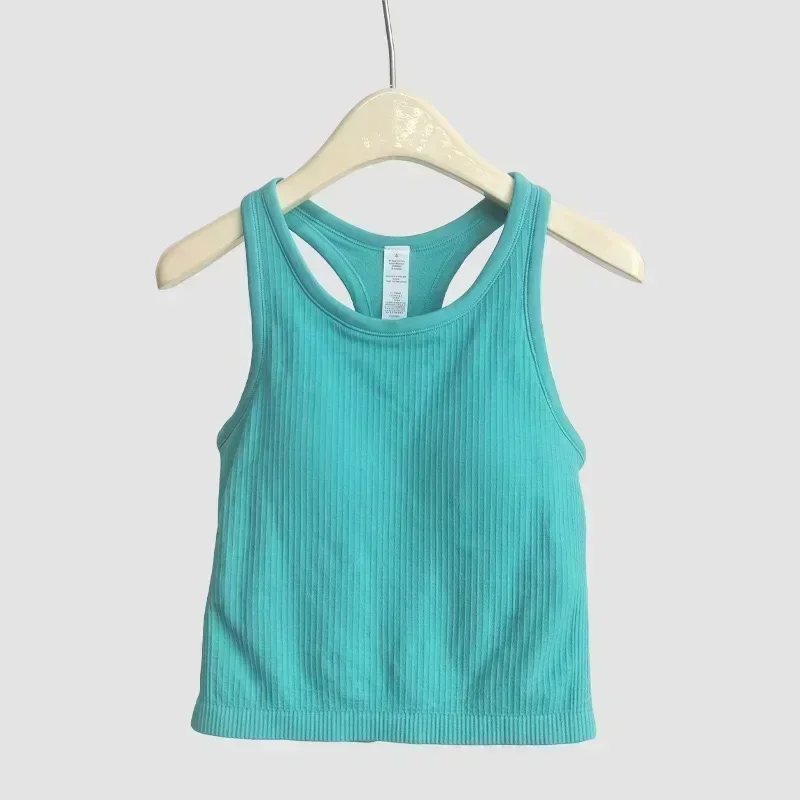 Camisola regata de ioga EBB-Lemon para mulheres, forma de jaqueta esportiva sem mangas, sutiã de fitness, peito, primavera e verão, nova