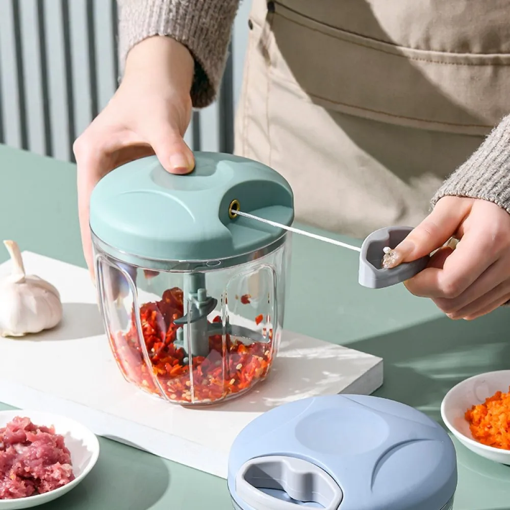500/900ML Manual Meat Mincer Garlic Chopper Hand Pull Press Crusher Vegetable Grinder Chili Onion Cutter Kitchen Cooking Tools