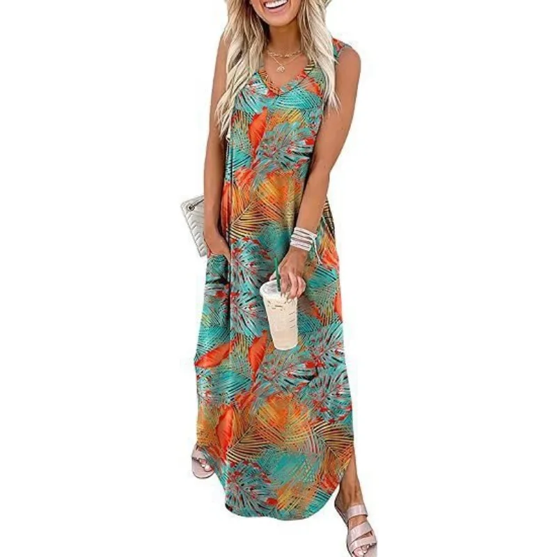 

Vacation Beach Vest Skirt with Pocket Amazon Independent Station Women' Clothing 2026 Extra Long Dress Cross-border Summer Dress
