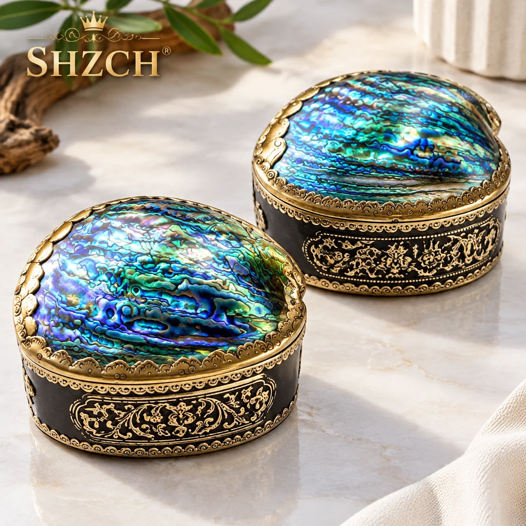 Natural Abalone Shell Storage Box Exquisite Wealth Craft Creative Photo Prop Jewelry Organizer for Bracelets & Necklaces