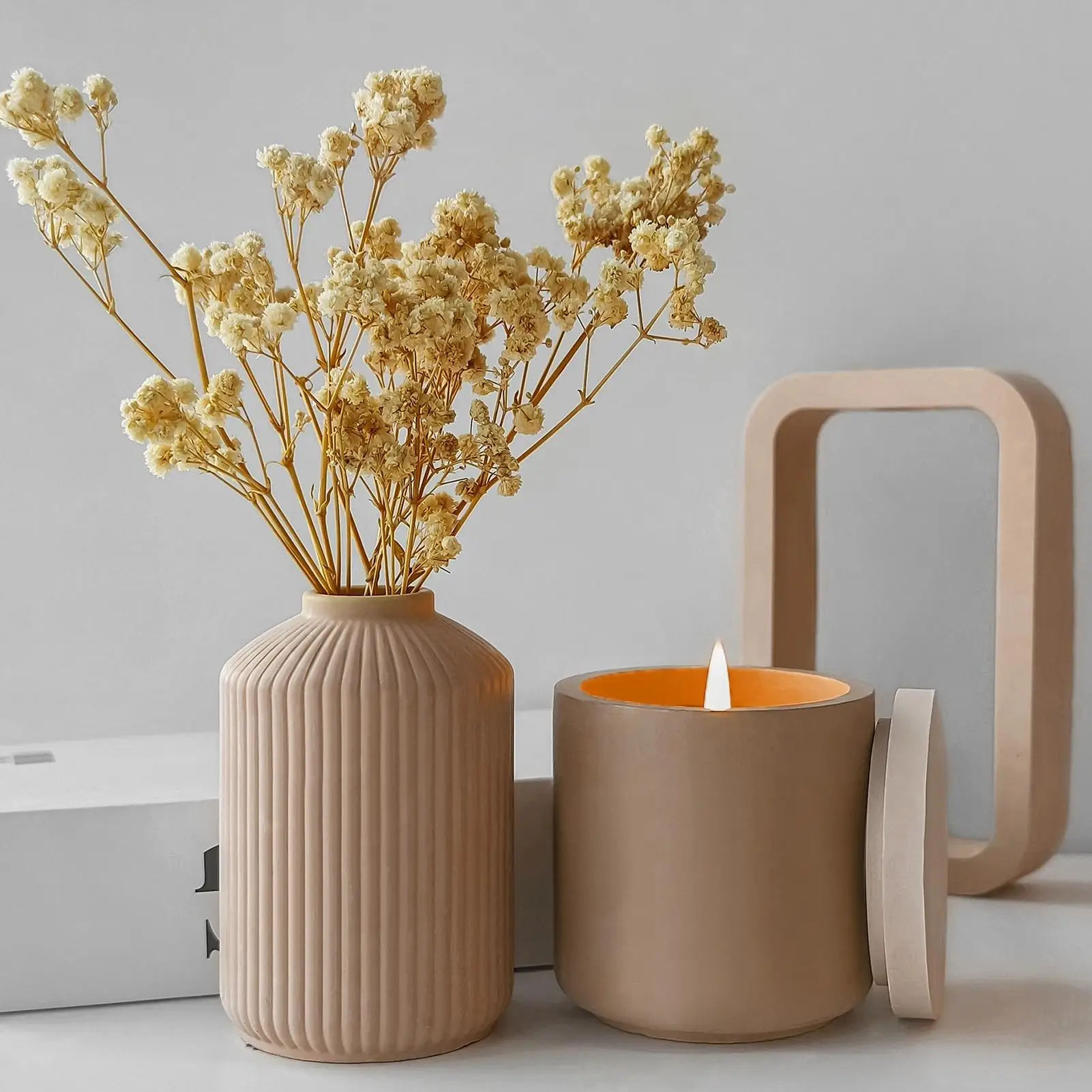 

4pcs/set Silicone Vase Shapes Molds Flower Vase Gypsum Cement Ornament Non-Stick Reusable Molds Wax Candle Holder Home Decor