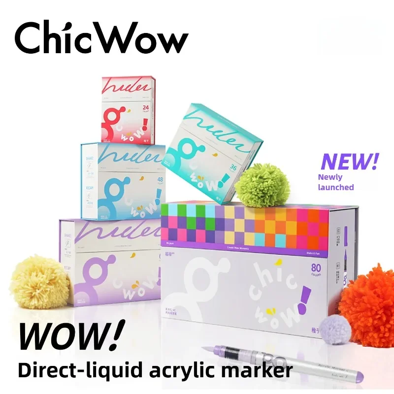 

ChicWow 24/80 Colors Soft Tip Direct Liquid Acrylic Markers No Bleed Layering Art School Supplies for Kids Drawing Stationery