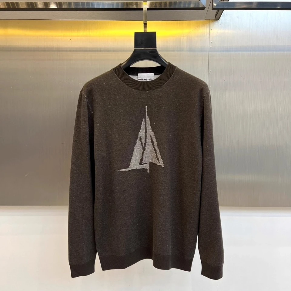 Sweater rajutan wol kasual bergaya uang kuno Italia BC