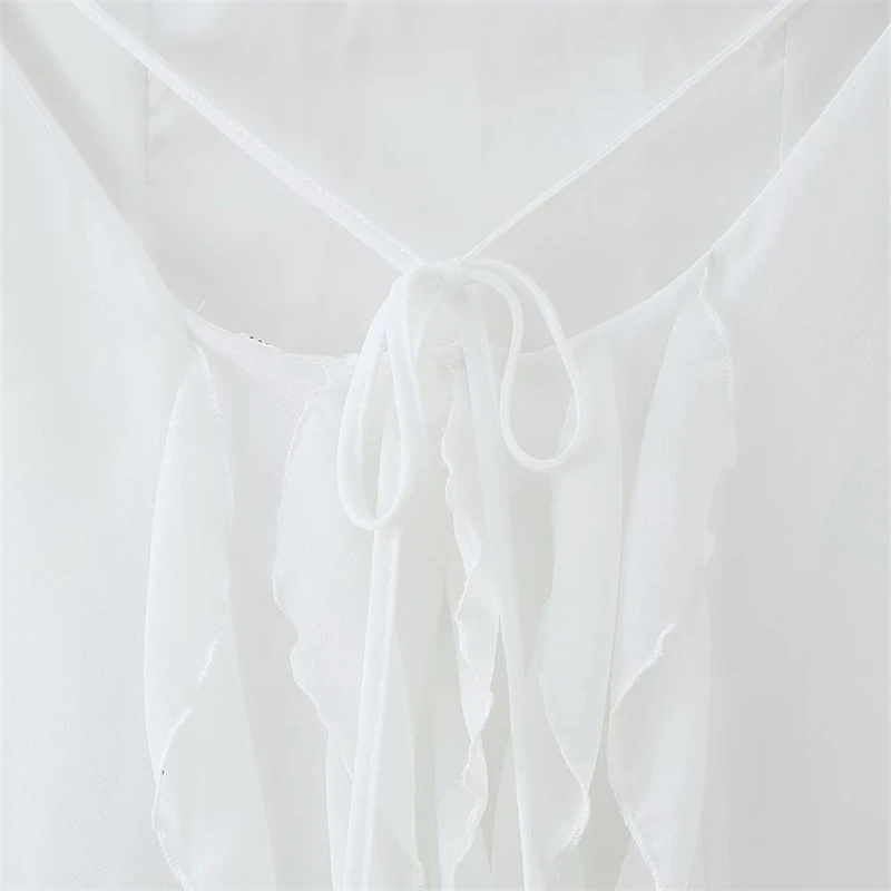 Keyanketian verão novo feriado vento em camadas babados decoração halter midi vestidos femininos sexy sem costas uma linha vestido de fadas deslizamento