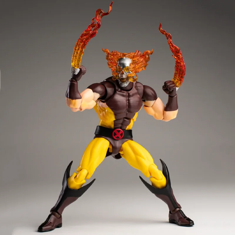 CT Toys X-Men Logan Hellfire Ghost Rider Wolverine Posable Action Figure With Fire Skull Head Flame Claw Accessories Collectible view 4