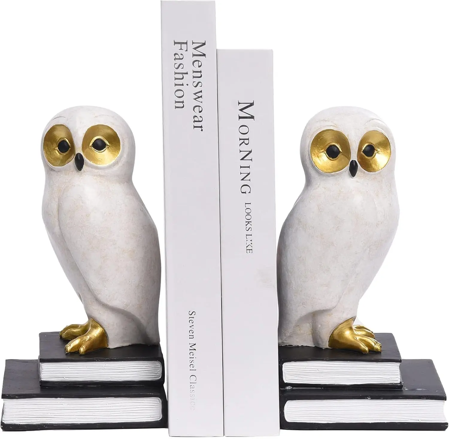 Book Ends for Shelves, Owl Decorative Bookends Bronze Bird Book Stopper Unique Kids Book Holders with Anti-Slip Base Luxurious B