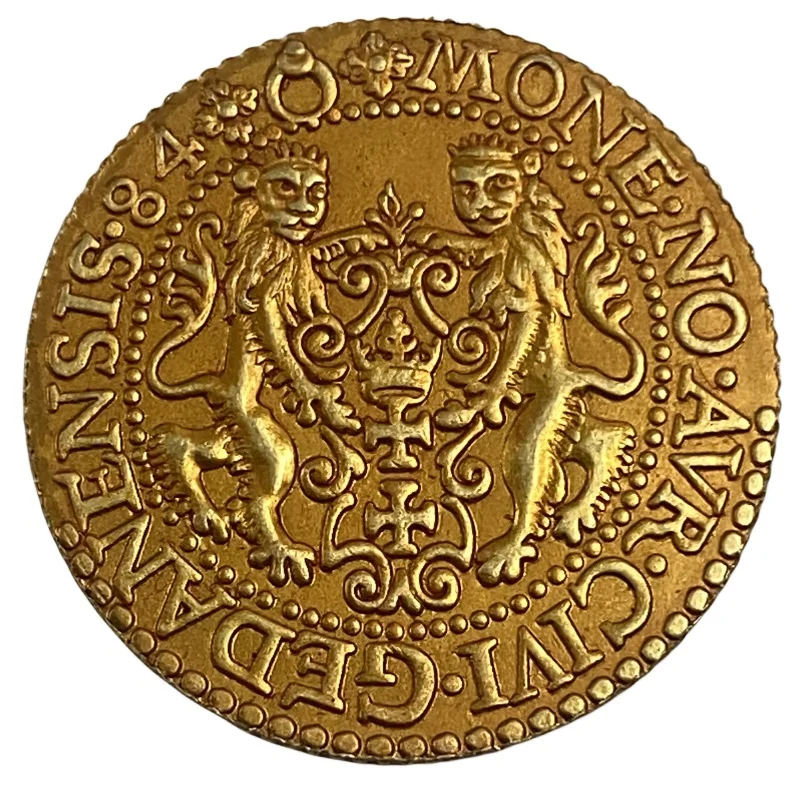 1584 Polish–Lithuanian Commonwealth Dukat gdanski - Stefan Batory Gold Copy Coin