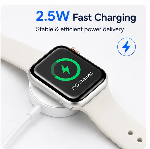 Mini Travel Wireless Charging Dock 2.5W USB-A Magnetic Fast Charging Accessory Suitable for Apple Watch Ultra SE Full Generation