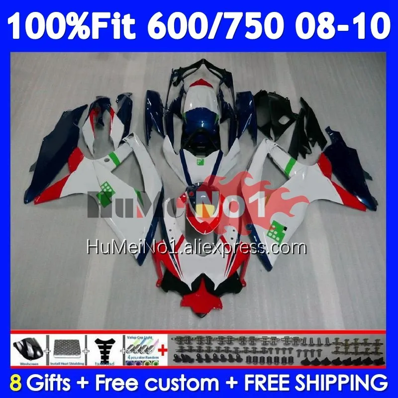 Injection Kit For SUZUKI GSXR-750 GSXR 600 750 105No.12 K8 GSXR600 GSXR750 08 White red 09 10 GSXR-600 2008 2009 2010 Fairing